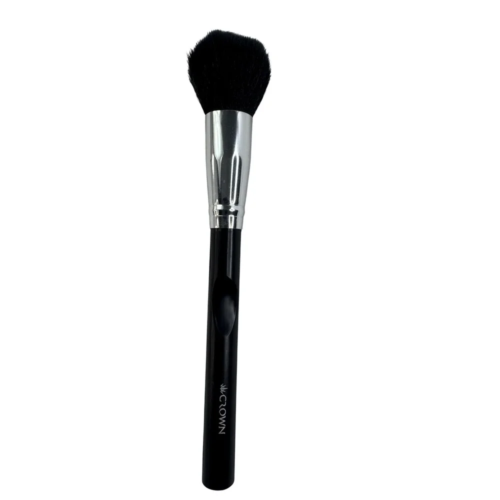 Crown Brush Tapered Powder Blush Contour Makeup Brush Black Silver Handle